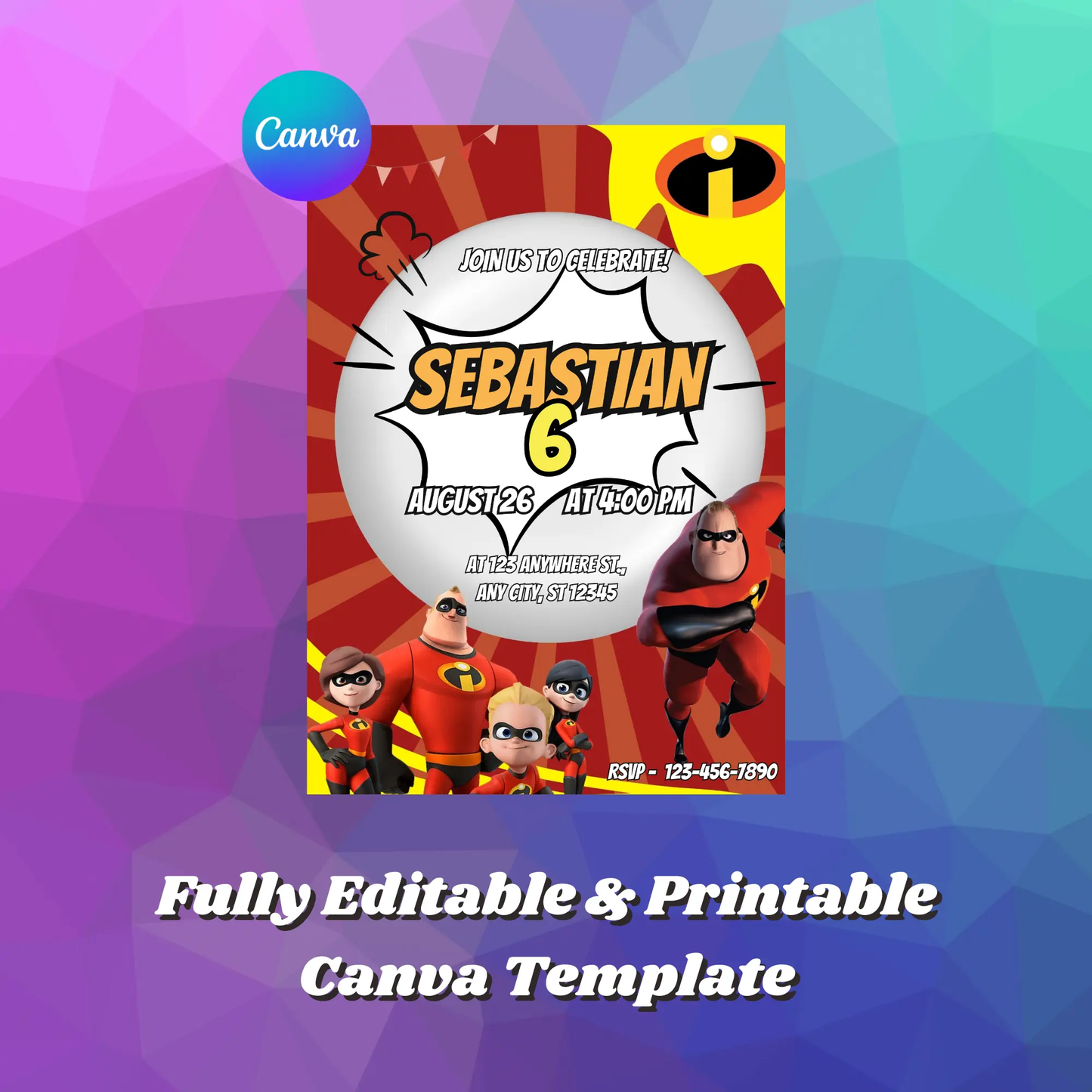 The Incredibles Birthday Invitation Template - CreativeRino