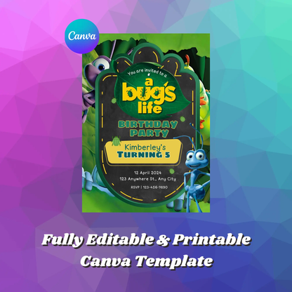 A Bugs Life Birthday Invitation Template - CreativeRino