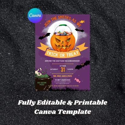 Halloween Trick or Treat Invitation Template - CreativeRino