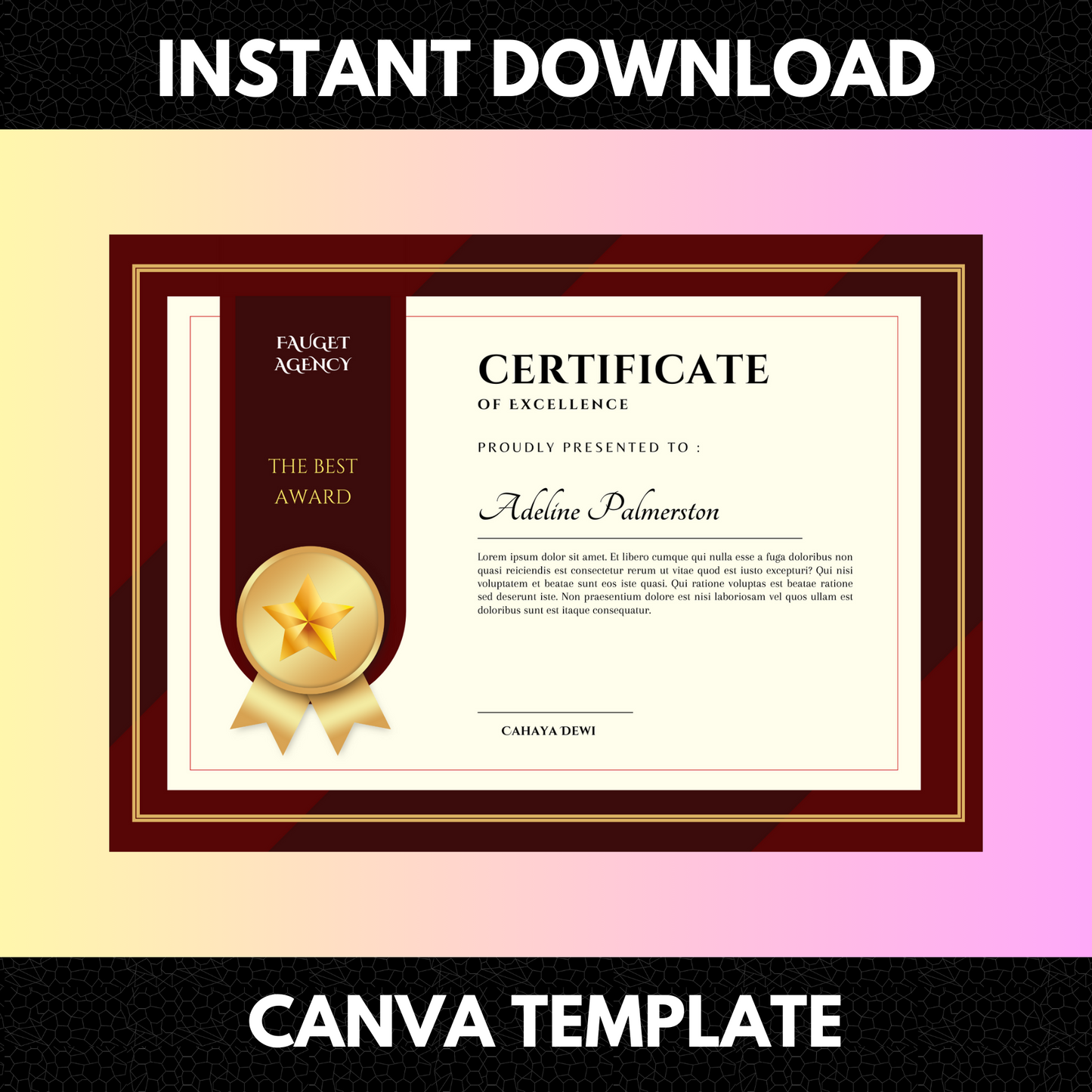 Certificate of Excellence Template | Excellence Certificate