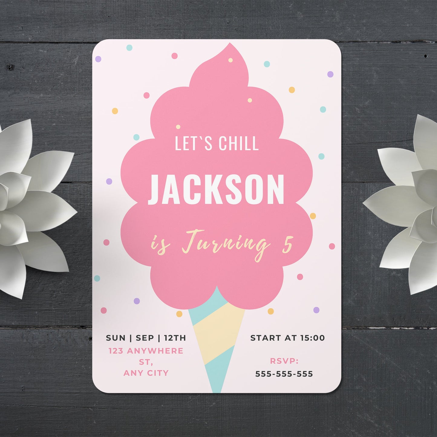Snow Cone Party Invite | Snow Cone Birthday Invitation Canva Template CreativeRino