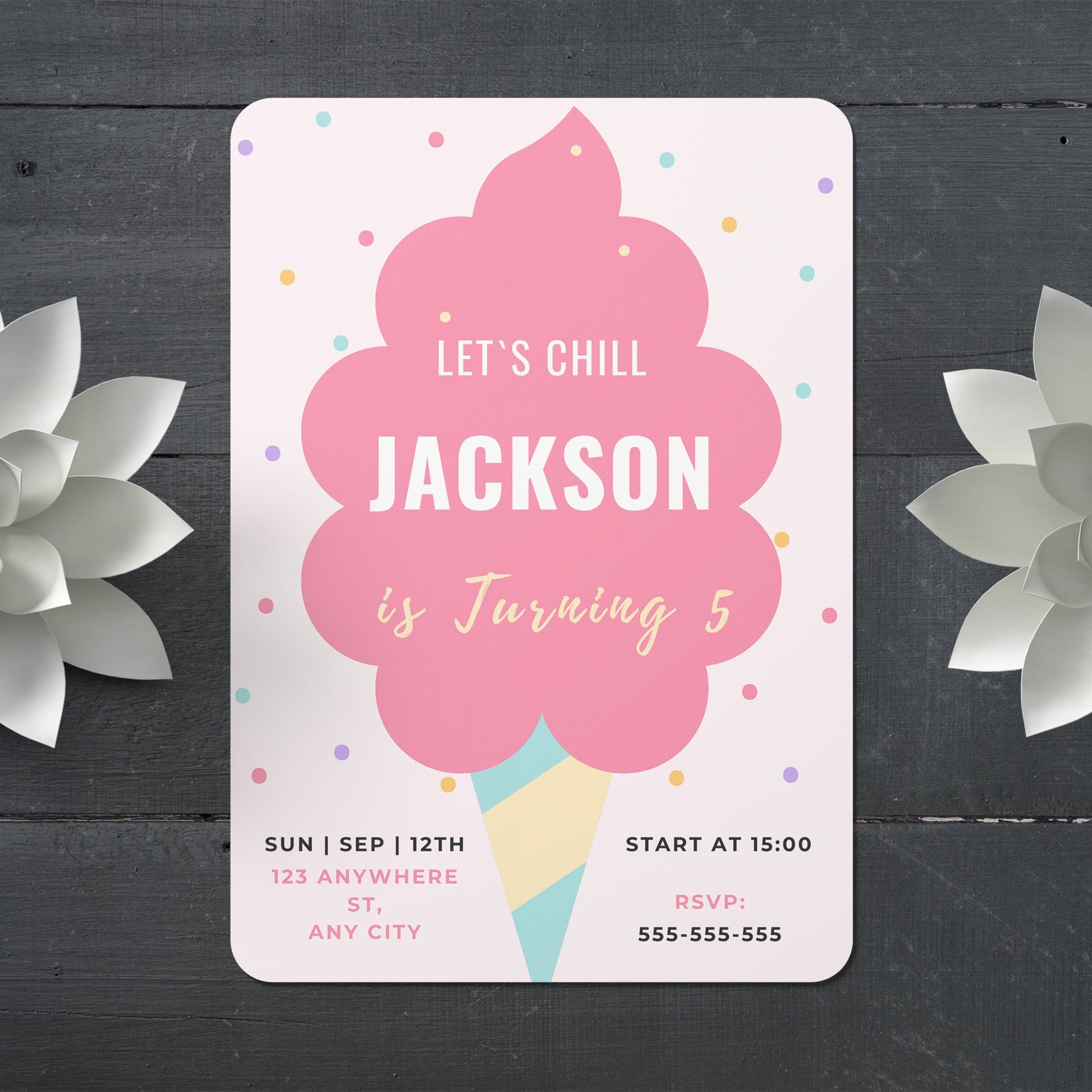 Snow Cone Party Invite | Snow Cone Birthday Invitation Canva Template CreativeRino