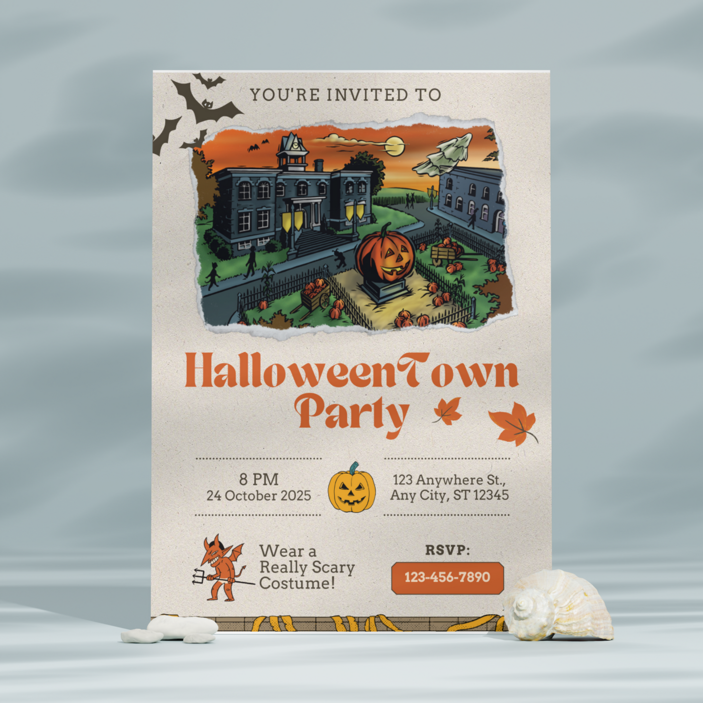 Halloweentown Party Invitation Template | Retro Halloweentown University Est 1998