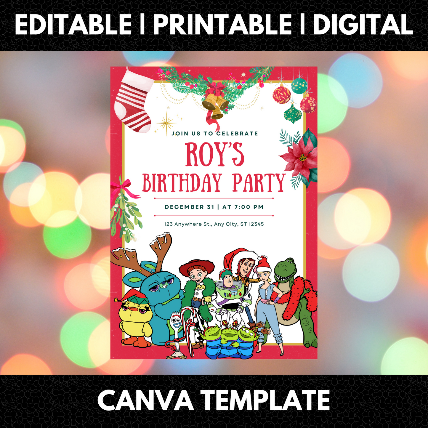 Toy Story Christmas Birthday Invitation Template