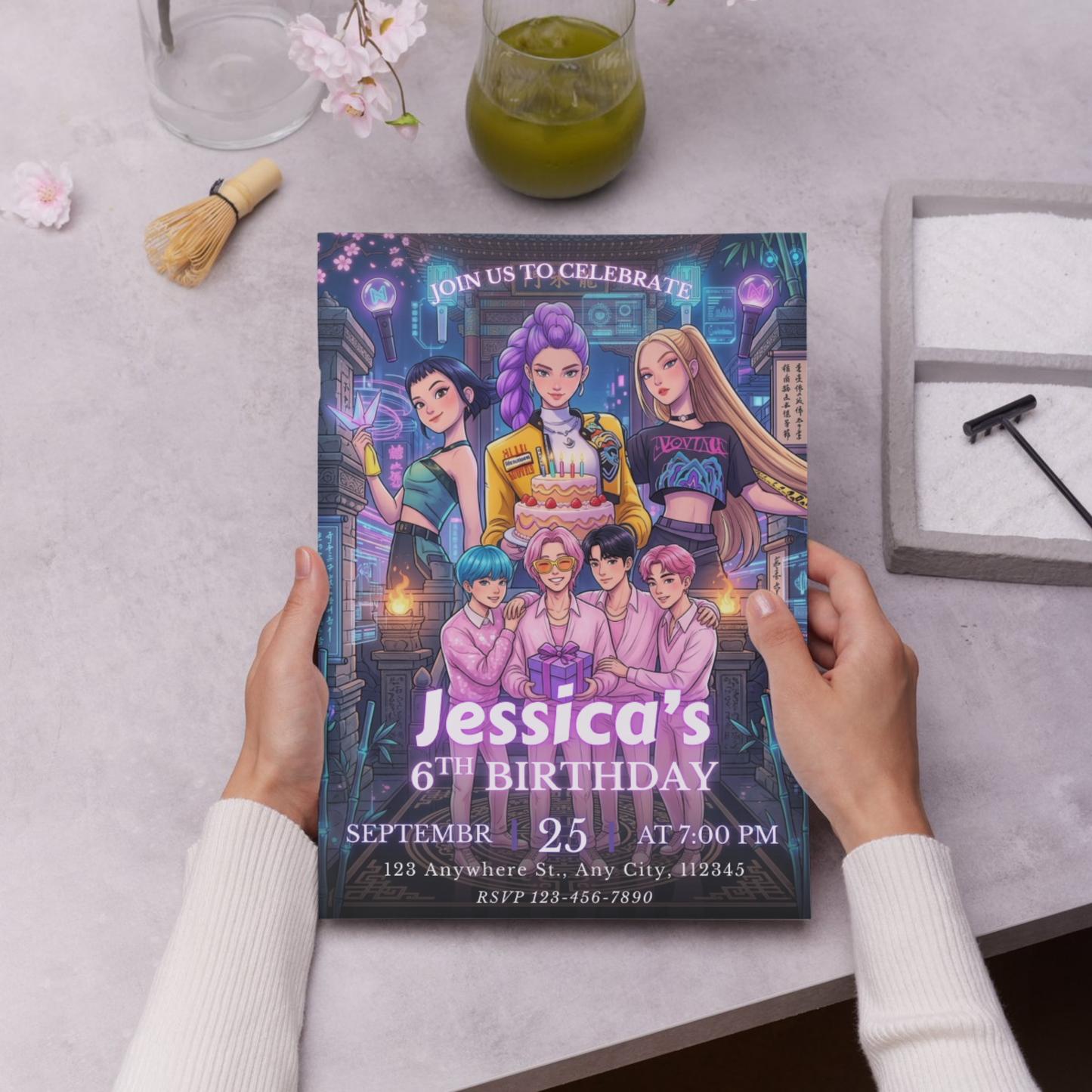Kpop Demon Hunters Birthday Invitation – Chic Editable Party Template CreativeRino