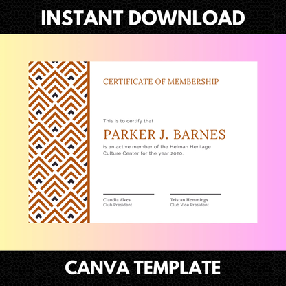 Certificate of Membership Template | Membership Certificate - CreativeRino