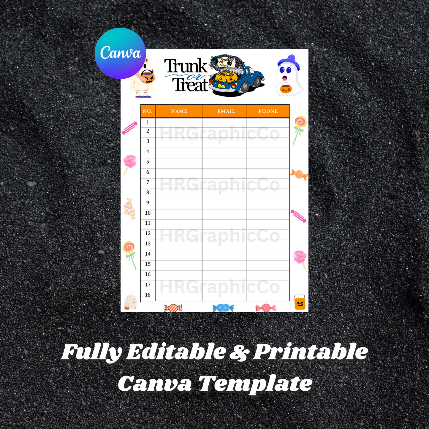 Trunk or Treat Halloween Sign Up Sheet Template