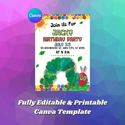 Very Hungry Caterpillar Birthday Invitation Template - CreativeRino