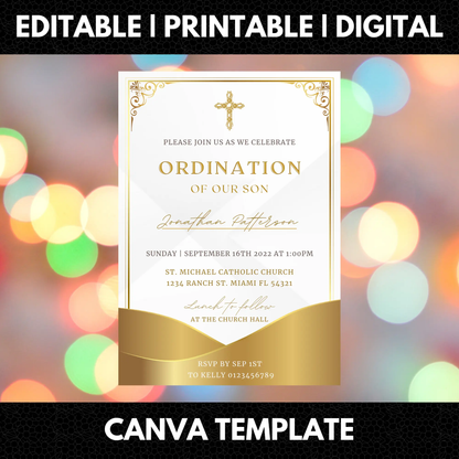 Catholic Priest Ordination Invitation Template - CreativeRino