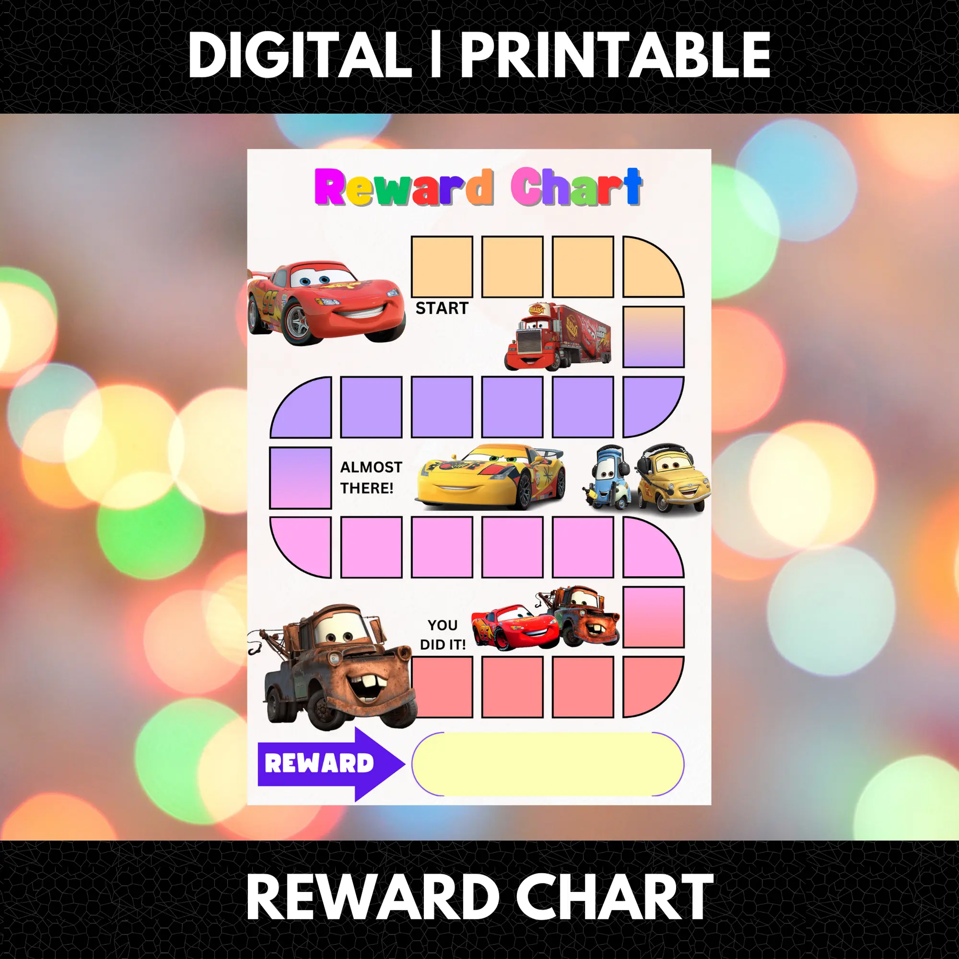 Cars Reward Chart Template | Cars Behavior Chart - CreativeRino