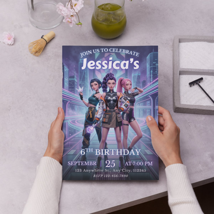 Editable Kpop Demon Hunters Birthday Party Invitation Instant Download Printable Invite CreativeRino