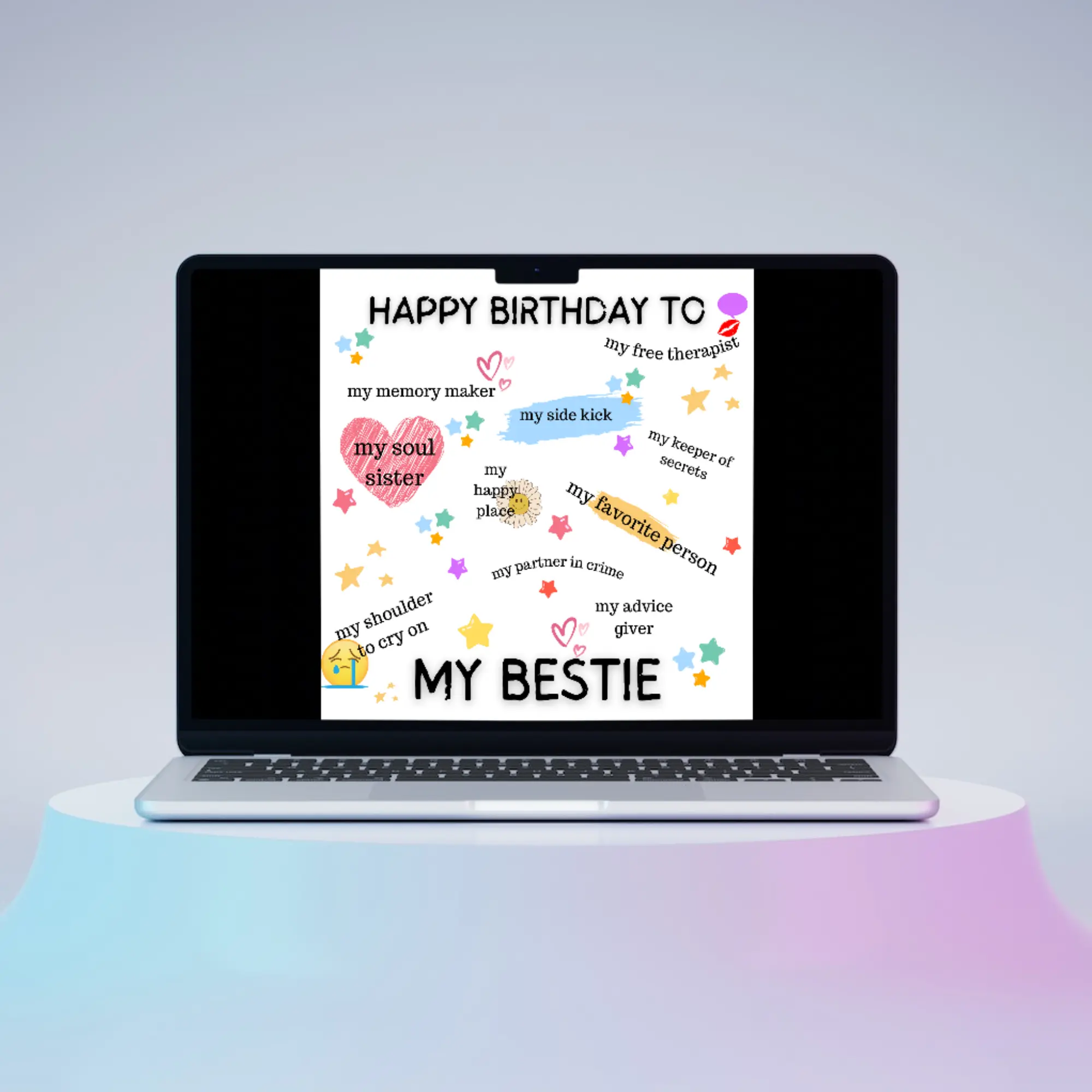 My Bestie Birthday Card Template - CreativeRino