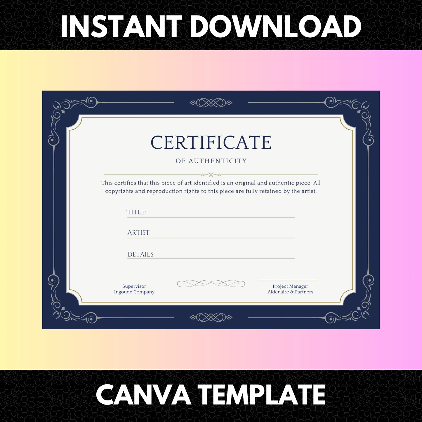 Certificate of Authenticity Template | Authenticity Certificate - CreativeRino