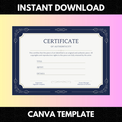 Certificate of Authenticity Template | Authenticity Certificate - CreativeRino