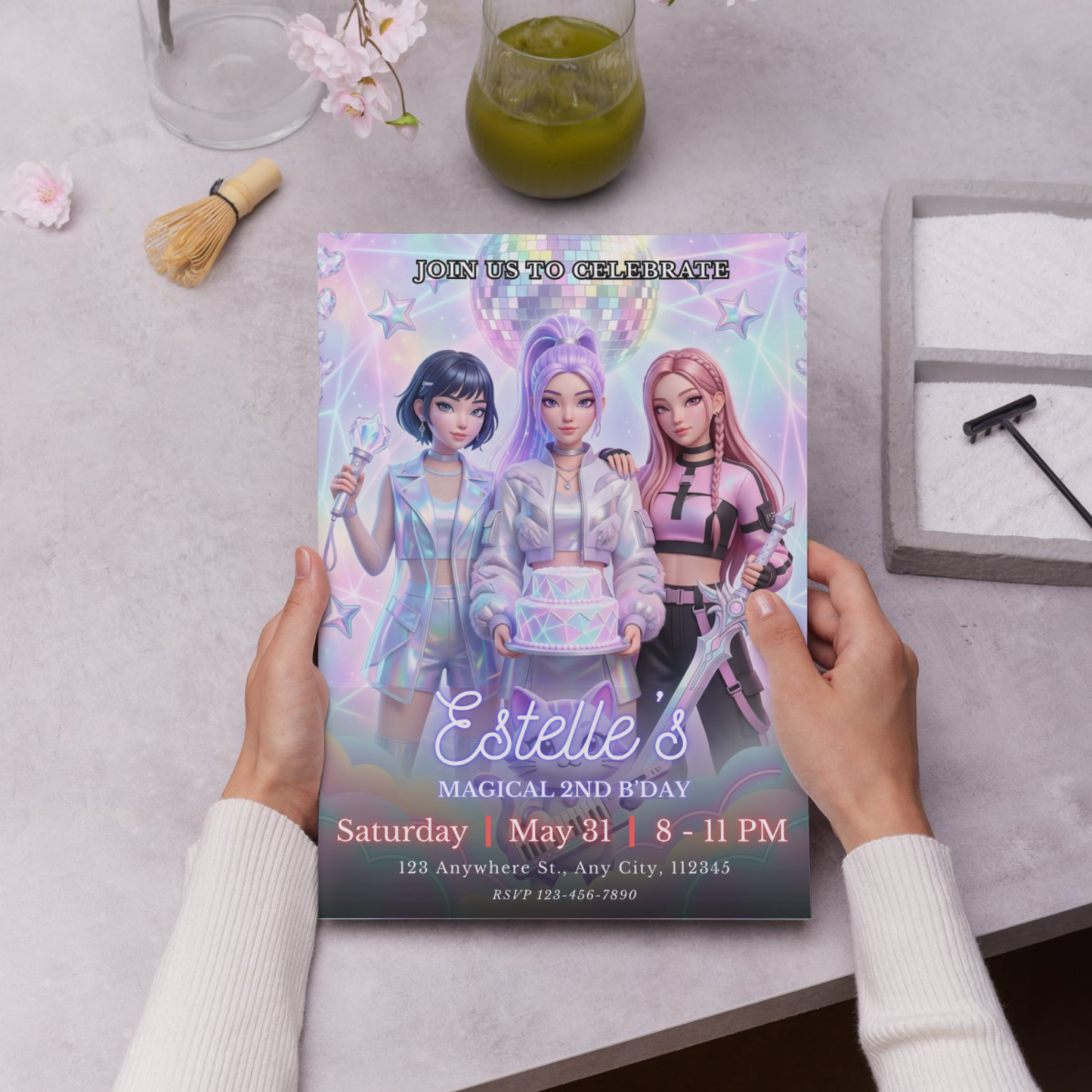 Kpop Demon Hunters Theme Birthday Invite – Digital Download CreativeRino