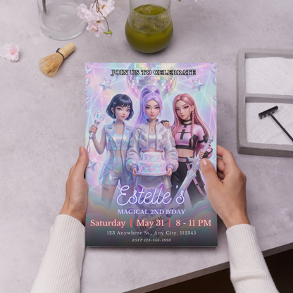 Kpop Demon Hunters Theme Birthday Invite – Digital Download CreativeRino