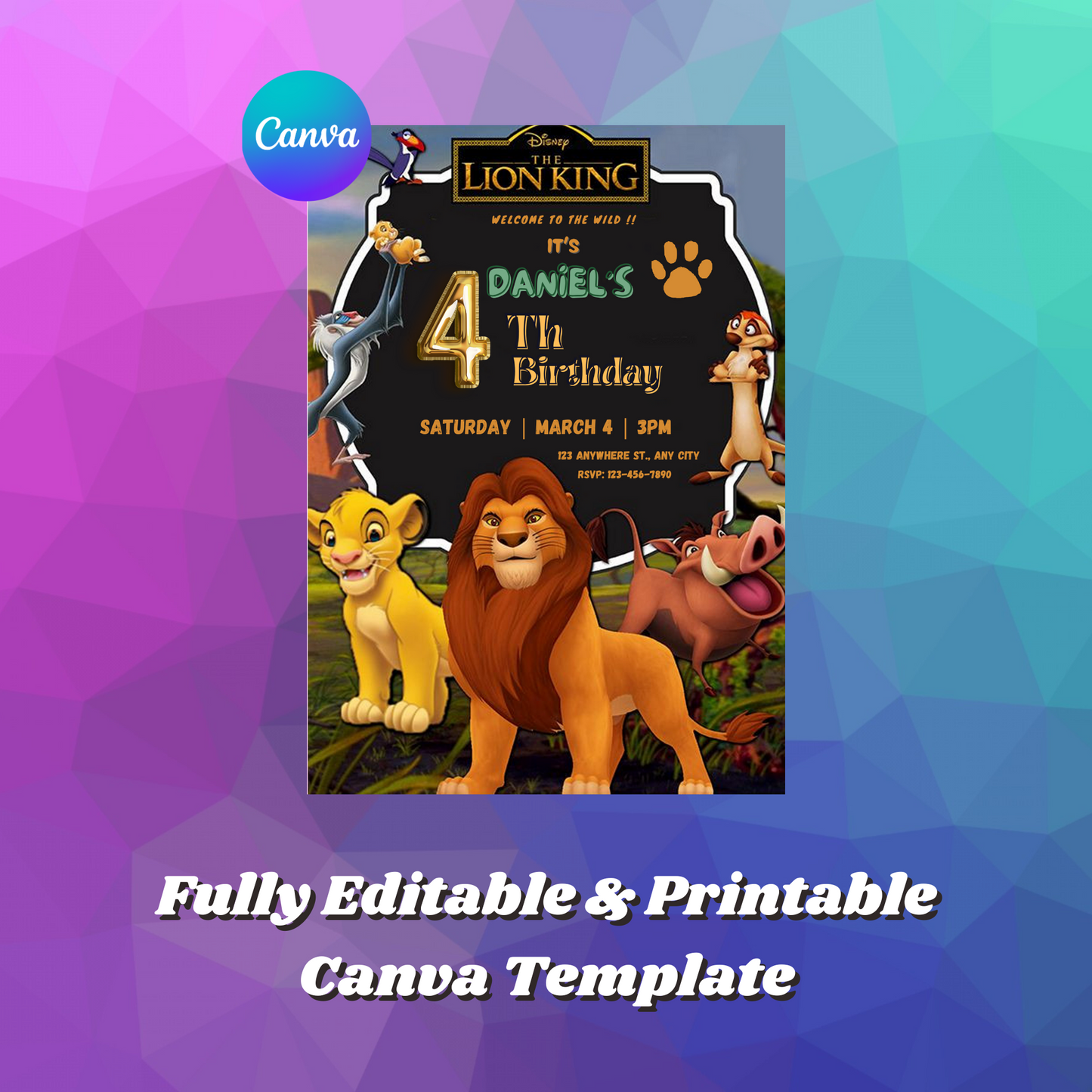 Lion King Birthday Invitation Template