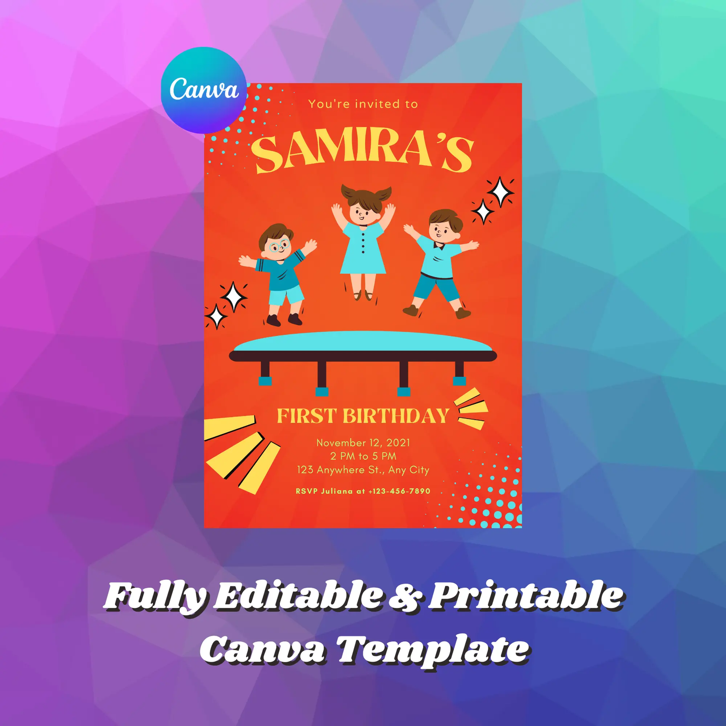 Trampoline Birthday Invitation Template - CreativeRino