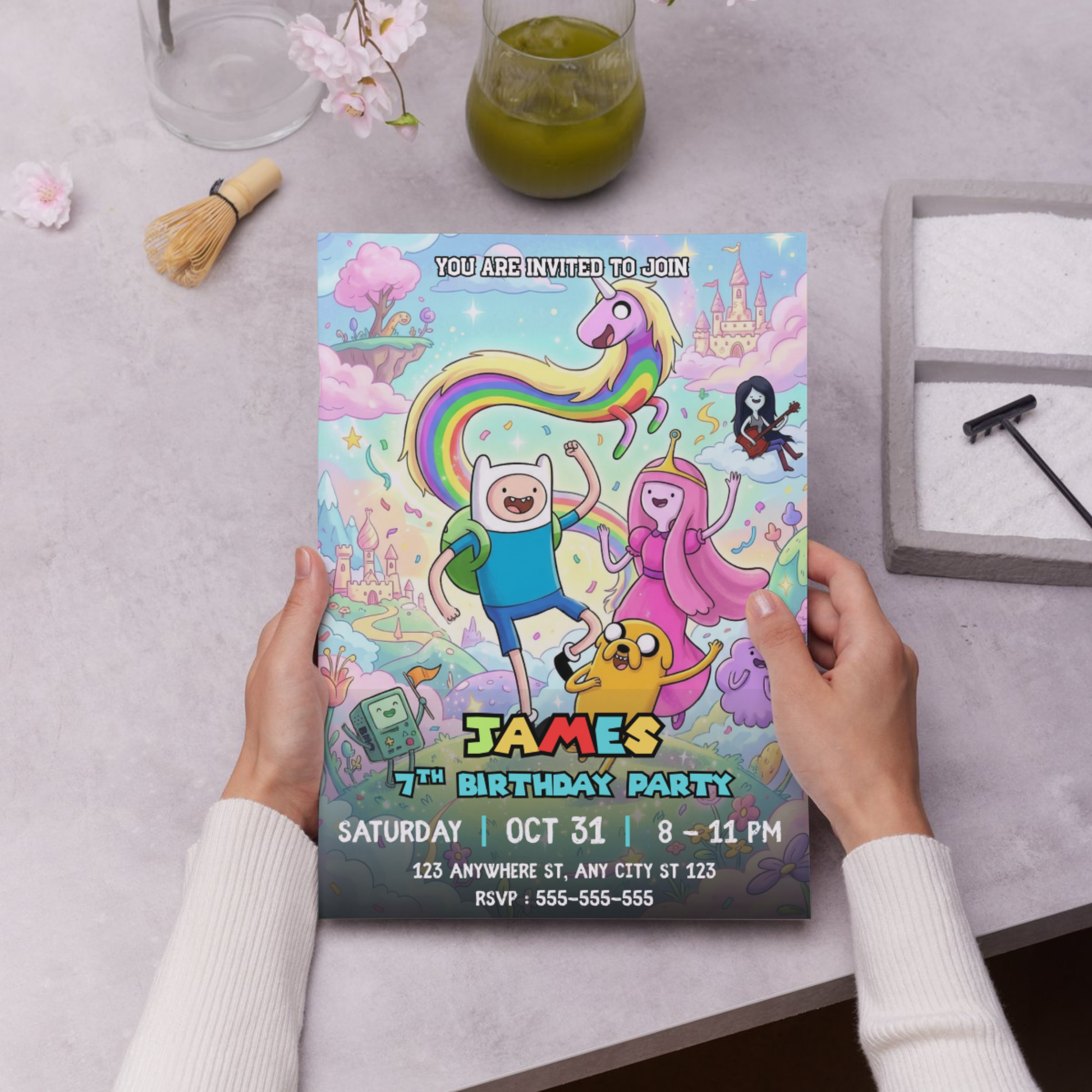 Adventure Time Birthday Invitation Editable Canva Template | Finn & Jake Party Invite CreativeRino