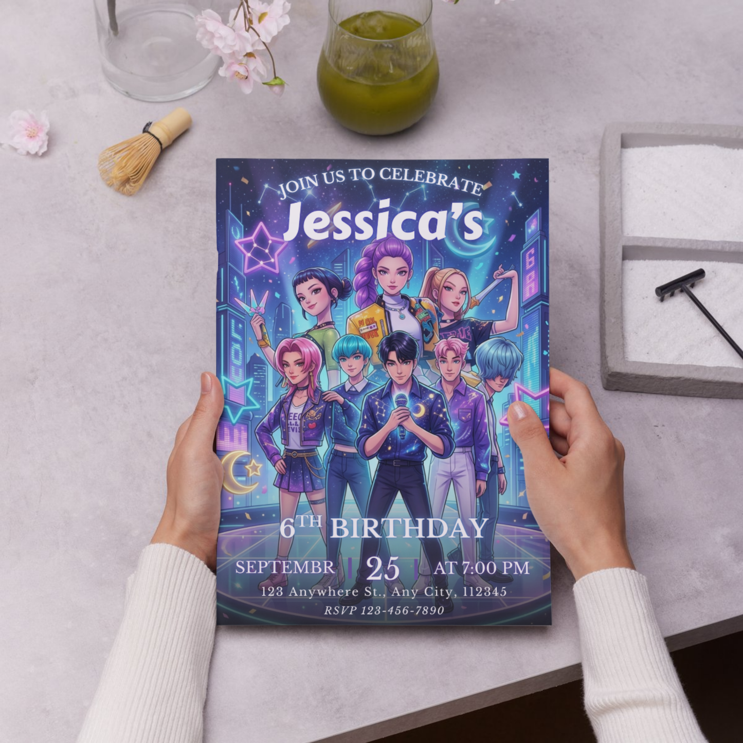 Kpop Demon Hunters Birthday Invitation Template Editable Printable Digital Download CreativeRino