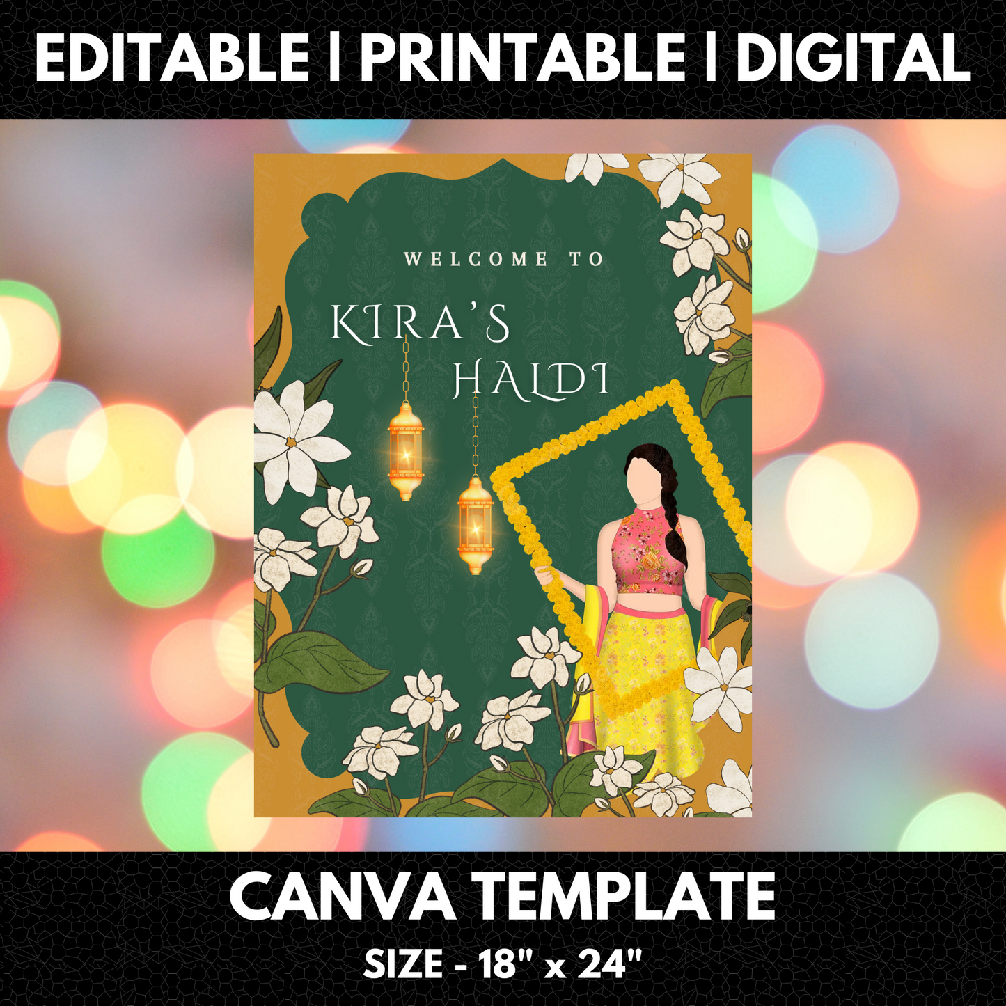 Maiyan Pithi Haldi Sign Template | Indian Wedding Welcome Sign