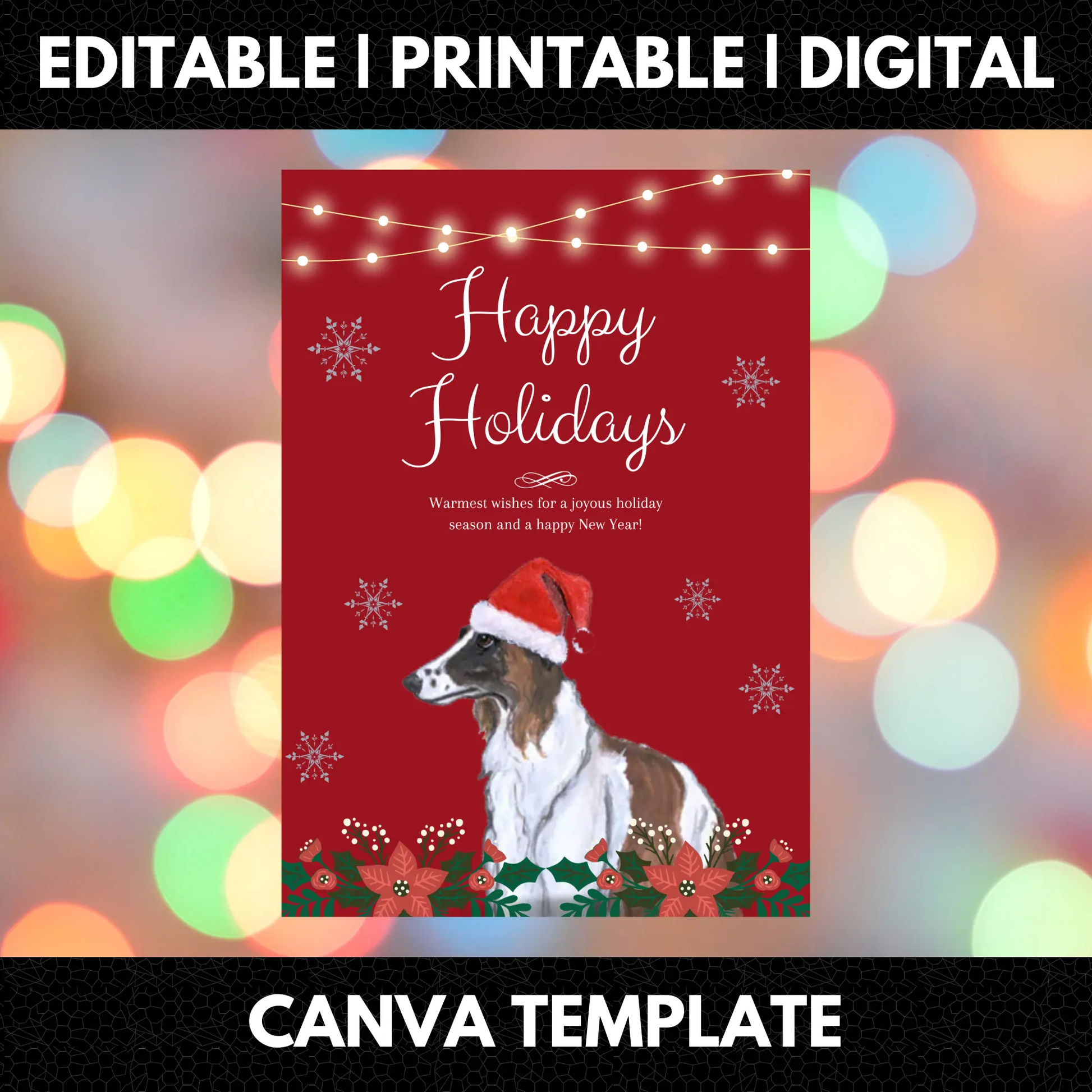 Borzoi Christmas Invitation Template - CreativeRino