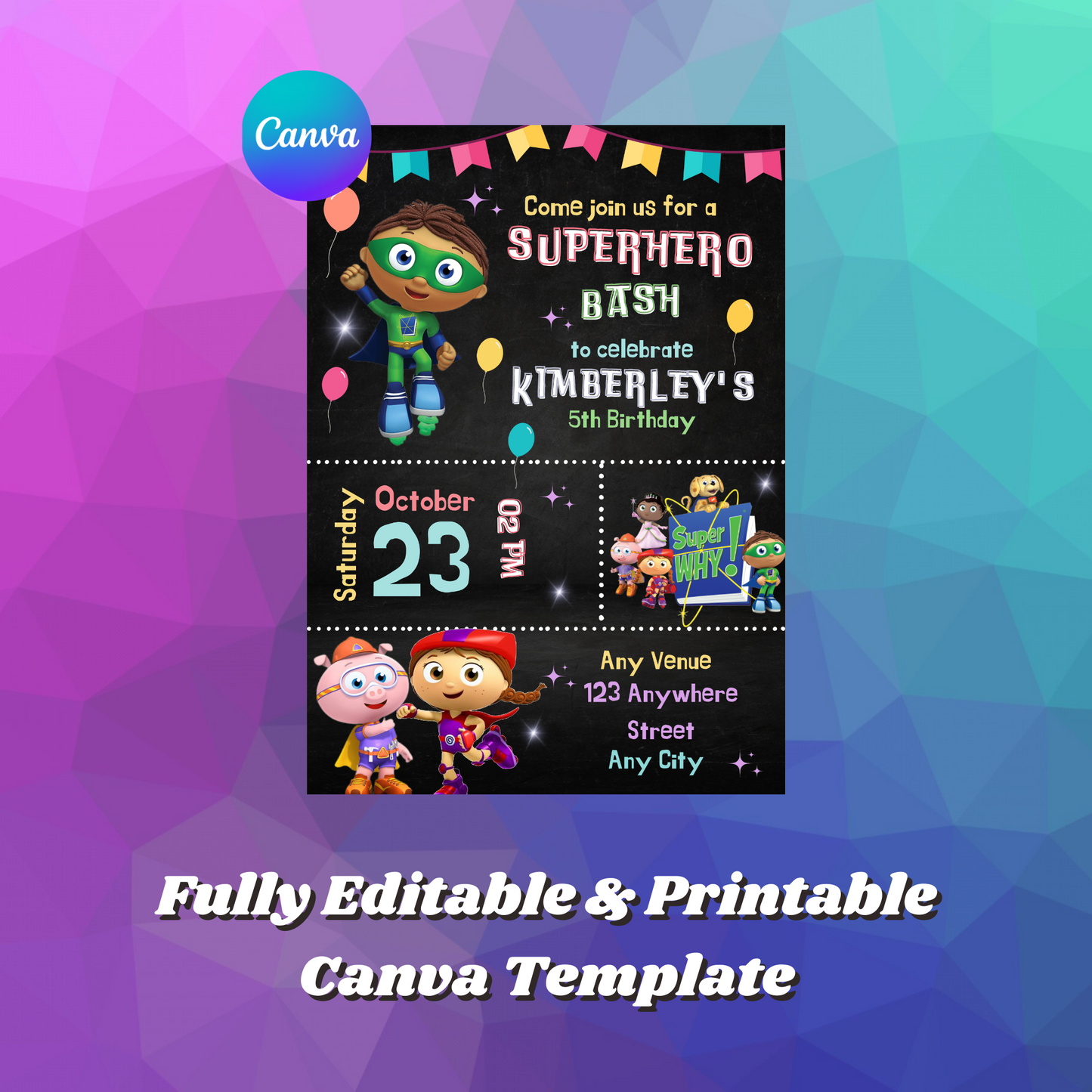 Super Why Birthday Invitation Template