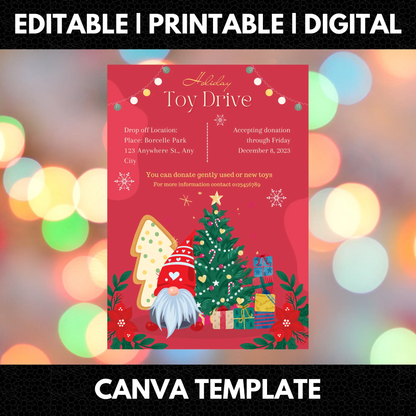 Christmas Toy Drive Flyer Template | Holiday Toy Drive Invitation - CreativeRino
