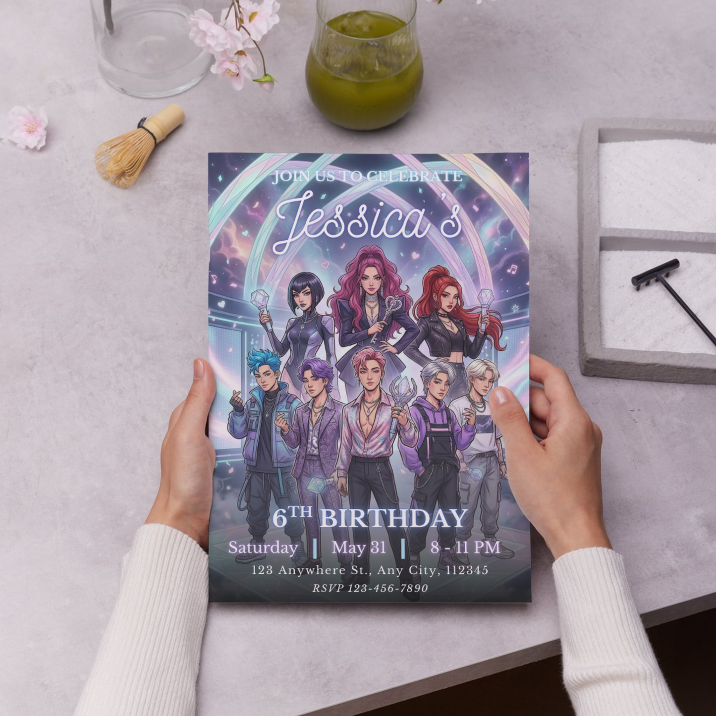 Kpop Theme Demon Hunters Birthday Invite – Instant Download CreativeRino