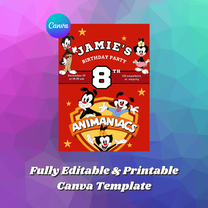 Animaniacs Birthday Invitation Template - CreativeRino
