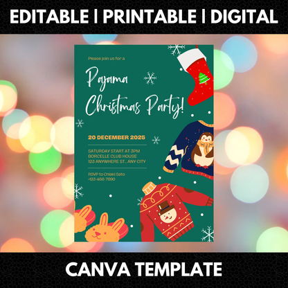Slumber Christmas Pajamas Party Invitation Template - CreativeRino