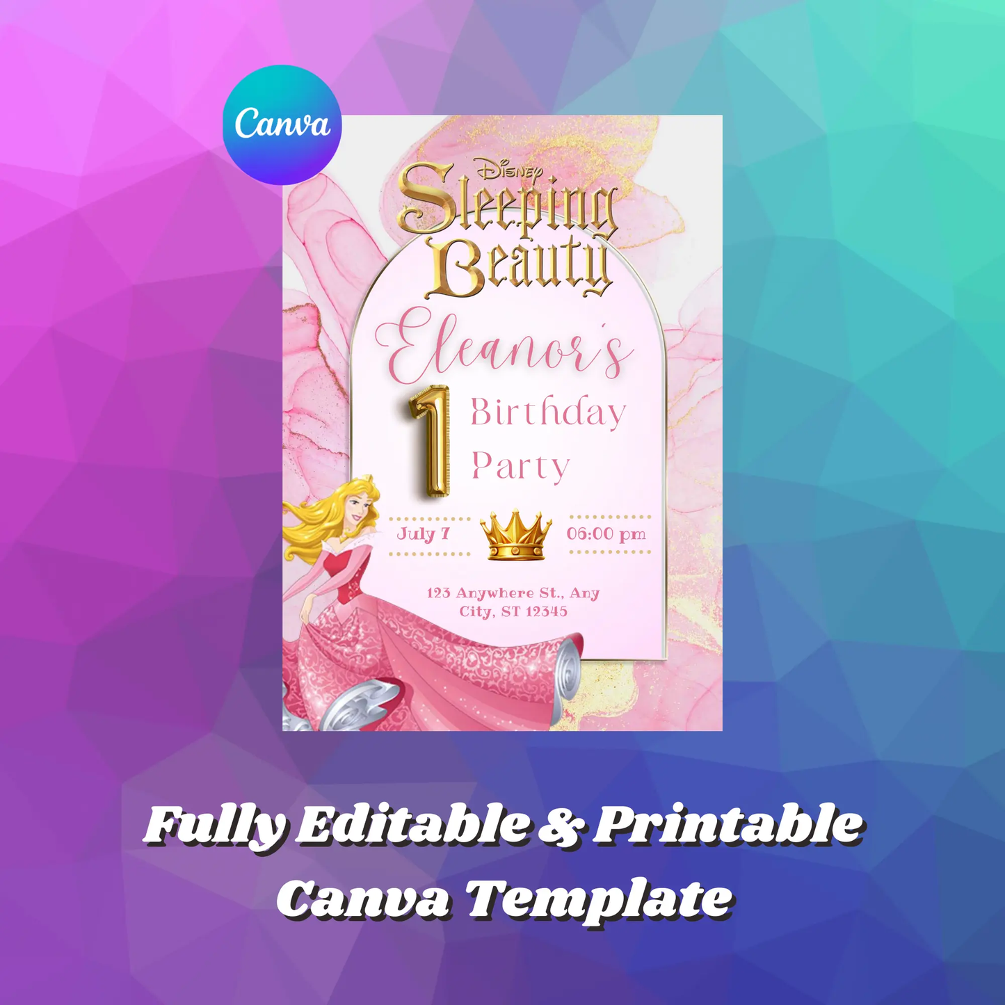 Sleeping Beauty Birthday Invitation Template - CreativeRino