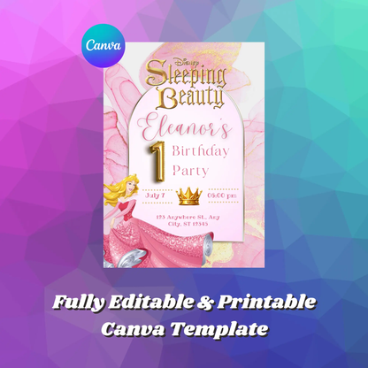 Sleeping Beauty Birthday Invitation Template - CreativeRino