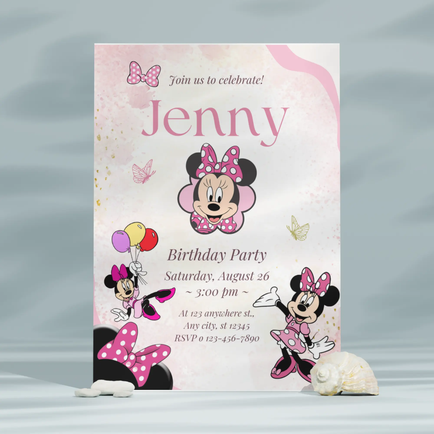Minnie Mouse Birthday Invitation Template - CreativeRino
