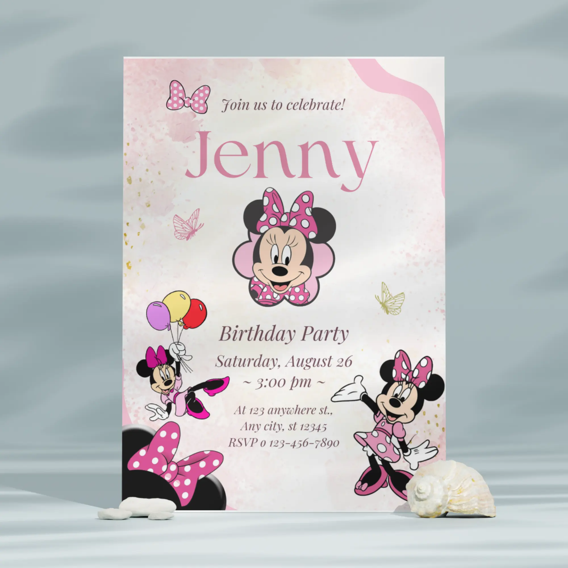 Minnie Mouse Birthday Invitation Template - CreativeRino