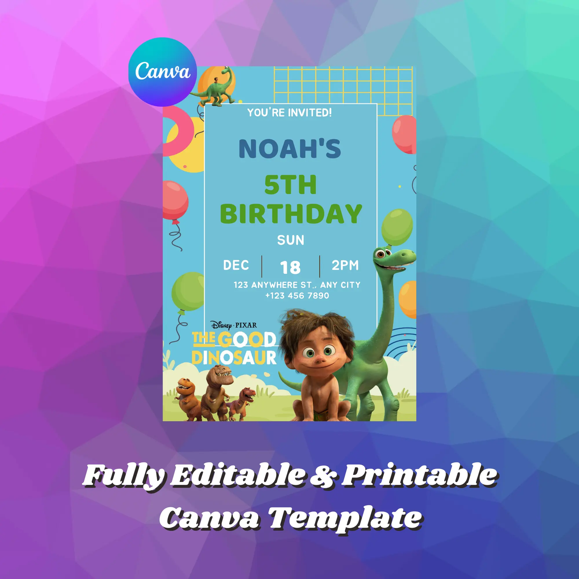 Good Dinosaur Birthday Invitation Template - CreativeRino
