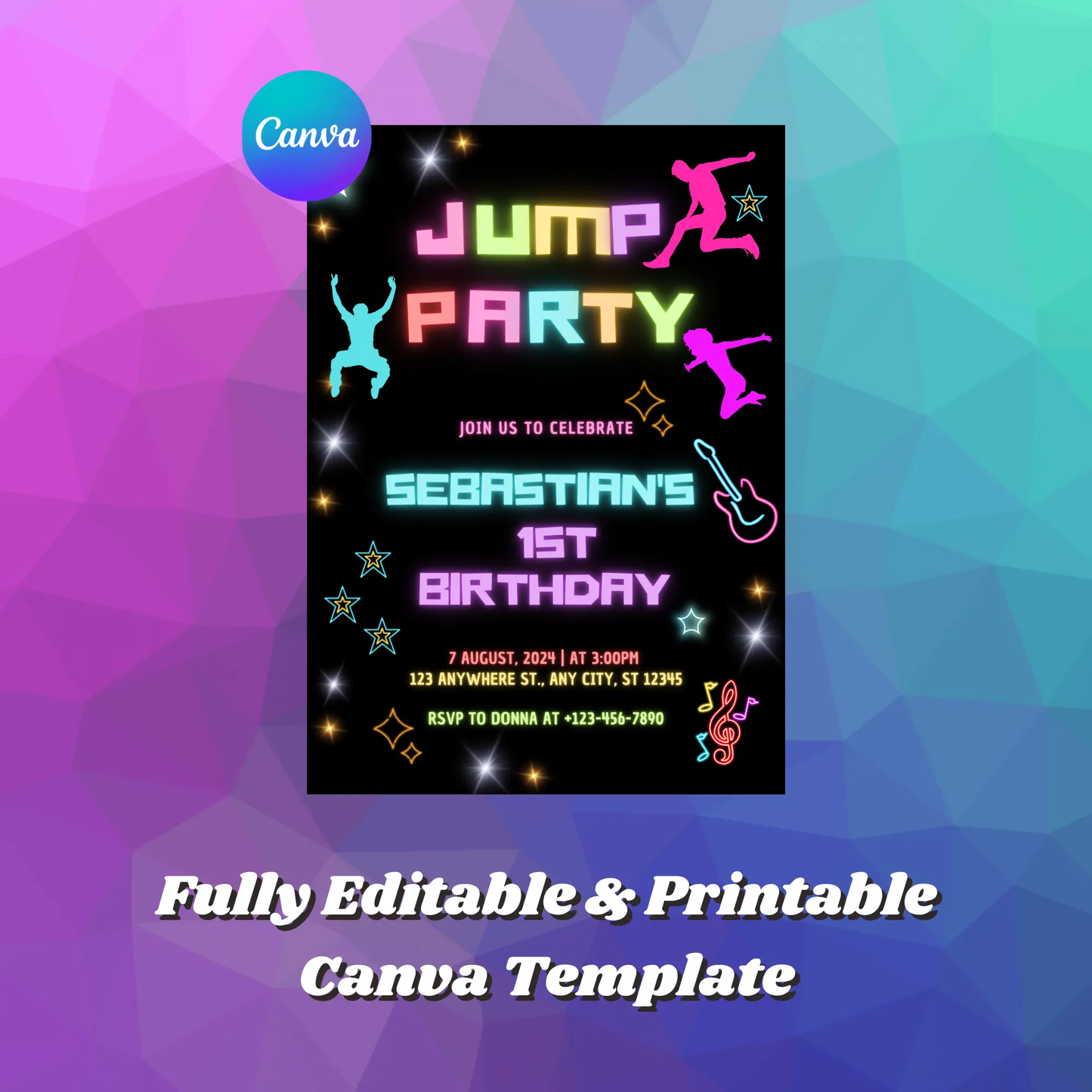 Jump Birthday Party Invitation Template - CreativeRino