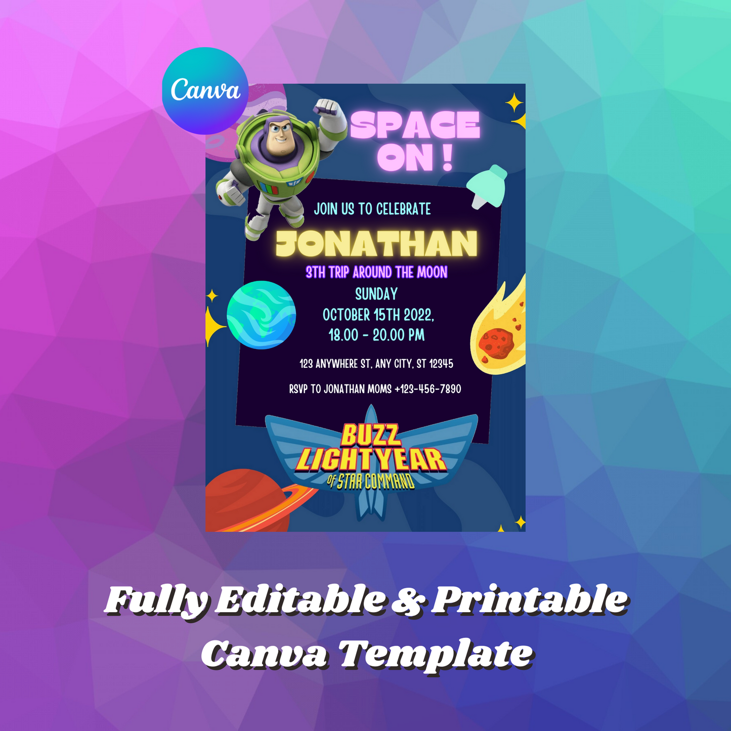 Buzz Lightyear Birthday Invitation Template