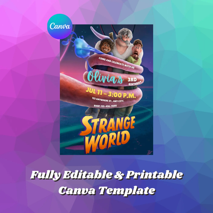 Strange World Birthday Invitation Template - CreativeRino