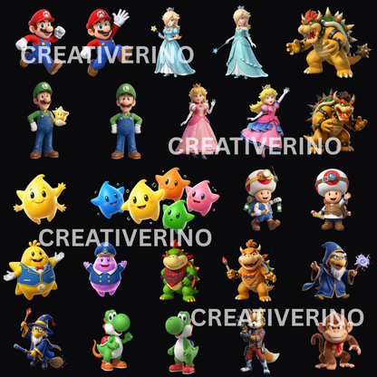 Super Mario Galaxy PNG, Mario Clipart, Gamer T-Shirt Design (Instant Download) CreativeRino