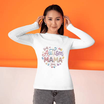 Autism Mama PNG | Autism Awareness Sublimation Design | Coquette Faux Yarn Preppy Designs CreativeRino