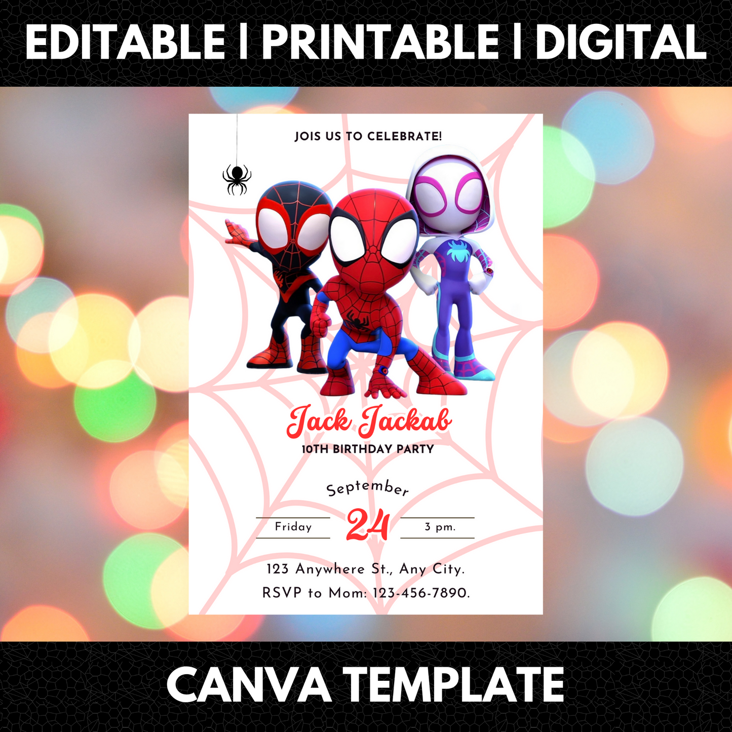 Spidey and his Amazing Friends Birthday Invitation Template