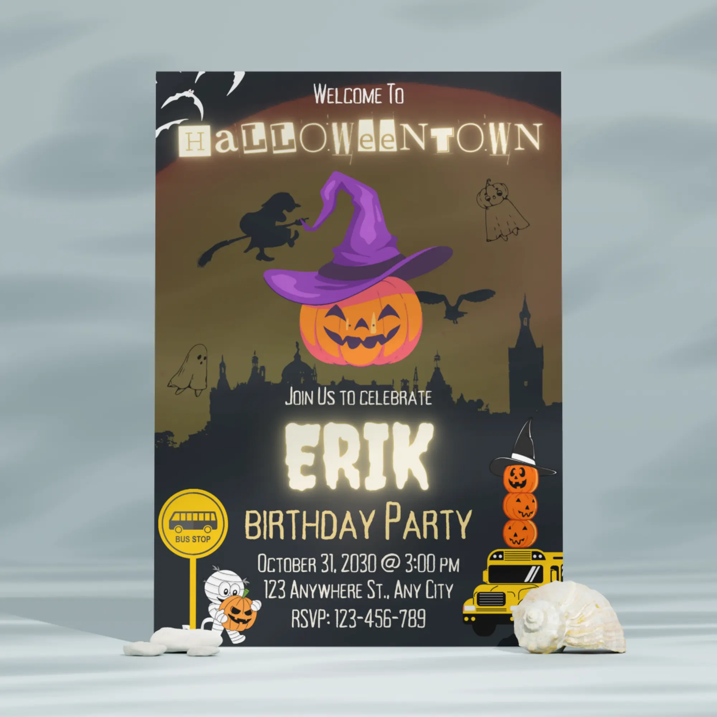 Halloweentown Birthday Party Invitation Template - CreativeRino
