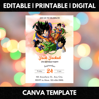 Dragon Ball Birthday Invitation Template - CreativeRino