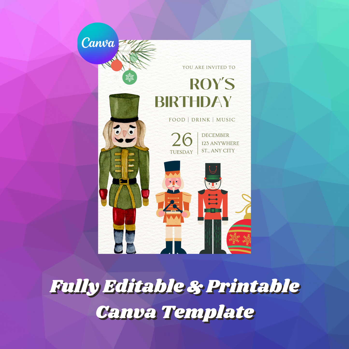 Nutcracker Birthday Invitation Template