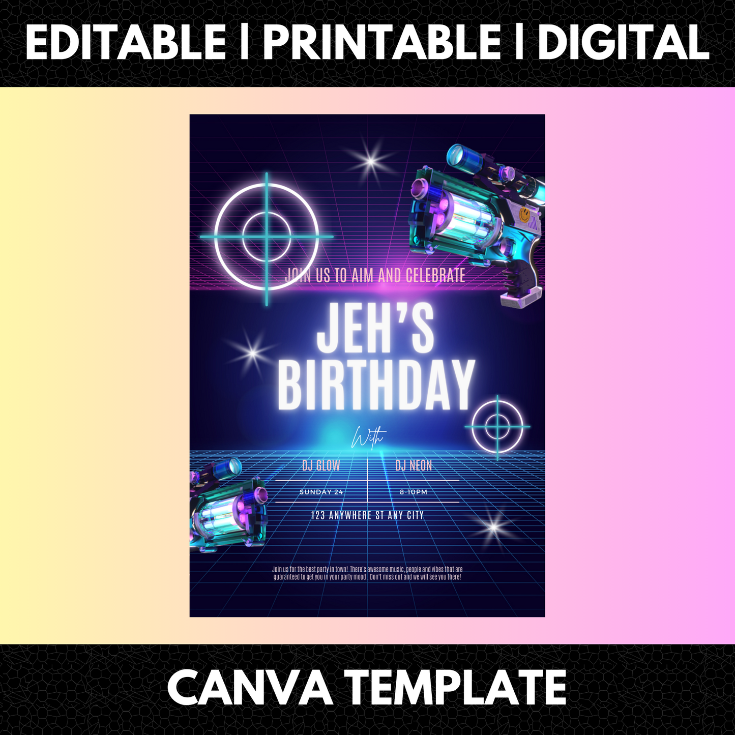 Laser Gun Birthday Invitation Template