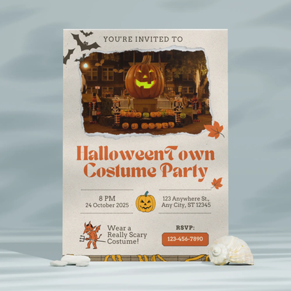 Spirit of Halloweentown Costume Party Invitation Template - CreativeRino