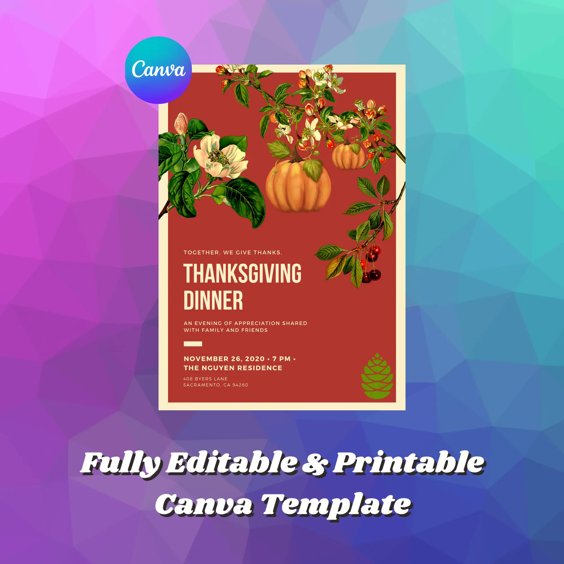 Retro Thanksgiving Dinner Invitation Template - CreativeRino