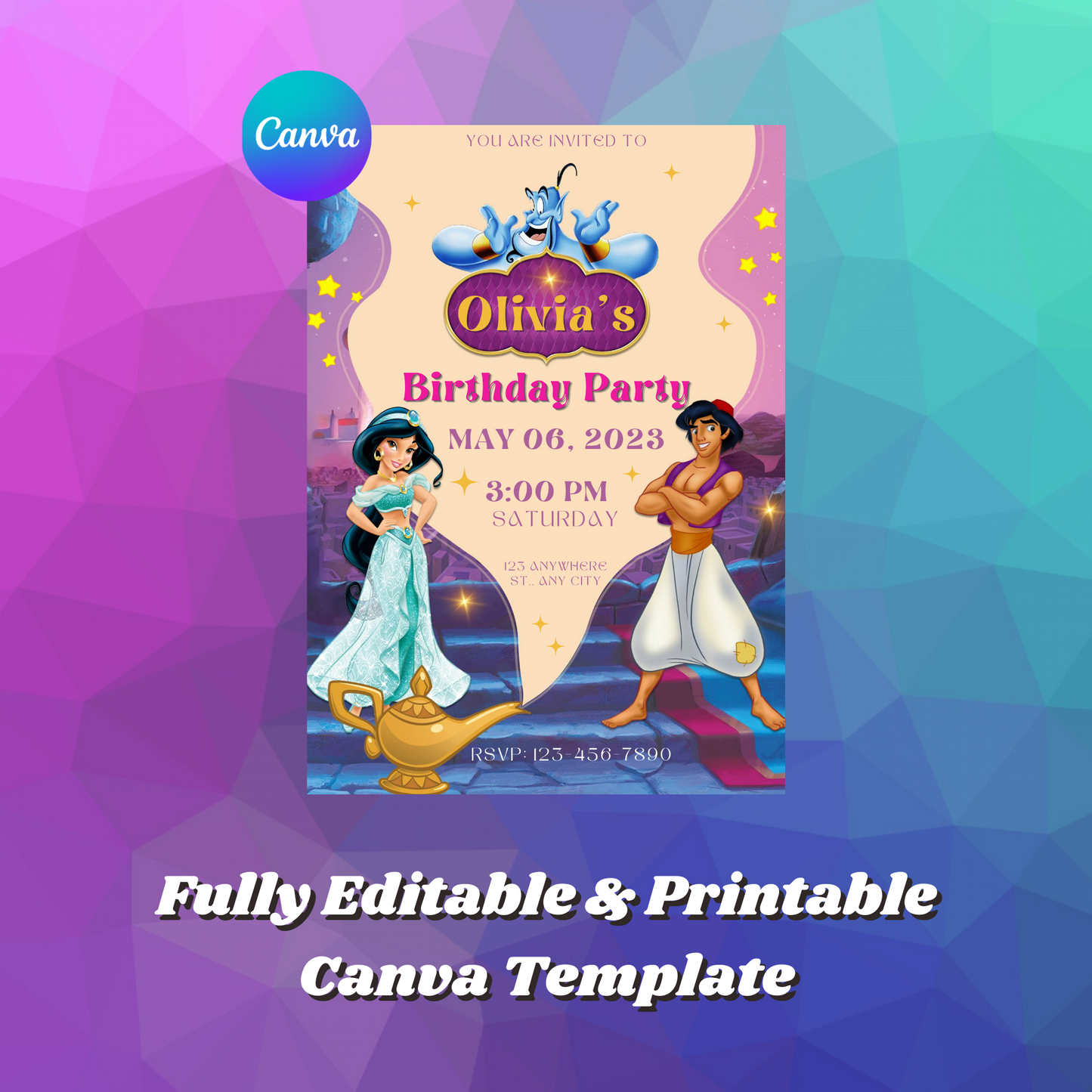 Aladdin Birthday Invitation Template