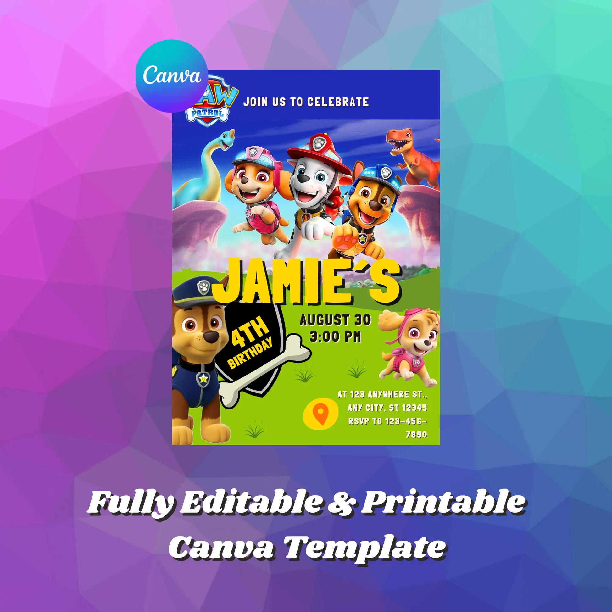 Paw Patrol Birthday Invitation Template - CreativeRino